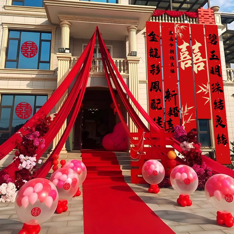 Shaman Wedding Door Decoration Big Red Flower Ball Hanging Door Unit Door Housewarming New House Wedding Room Door Head Flower Satin Direct Sales - Image 5